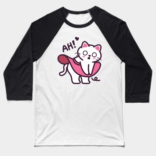 Ah! Cat Skirt Blows Up Baseball T-Shirt